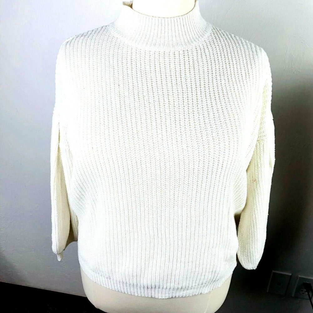 Vestidos Women's Sweater Turtleneck, Ivory Puff Long Sleeves Size Large NWOT - Picture 2 of 8